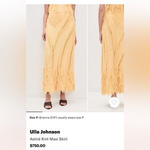 Ulla Johnson Textured Fringe Knit Maxi Skirt in Soft Yellow